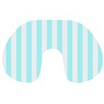 Vertical Stripes - White and Celeste Cyan Travel Neck Pillow