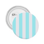 Vertical Stripes - White and Celeste Cyan 2.25  Button