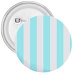 Vertical Stripes - White and Celeste Cyan 3  Button