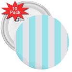 Vertical Stripes - White and Celeste Cyan 3  Button (10 pack)
