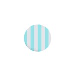 Vertical Stripes - White and Celeste Cyan 1  Mini Magnet