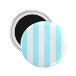 Vertical Stripes - White and Celeste Cyan 2.25  Magnet