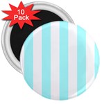 Vertical Stripes - White and Celeste Cyan 3  Magnet (10 pack)