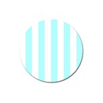 Vertical Stripes - White and Celeste Cyan Magnet 3  (Round)