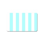 Vertical Stripes - White and Celeste Cyan Magnet (Name Card)