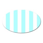 Vertical Stripes - White and Celeste Cyan Magnet (Oval)