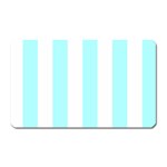 Vertical Stripes - White and Celeste Cyan Magnet (Rectangular)