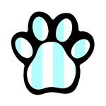Vertical Stripes - White and Celeste Cyan Magnet (Paw Print)