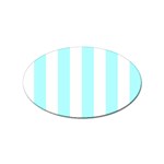 Vertical Stripes - White and Celeste Cyan Sticker Oval (10 pack)