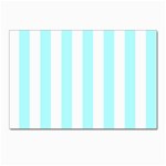 Vertical Stripes - White and Celeste Cyan Postcards 5  x 7  (Pkg of 10)
