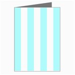 Vertical Stripes - White and Celeste Cyan Greeting Card