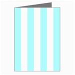 Vertical Stripes - White and Celeste Cyan Greeting Cards (Pkg of 8)