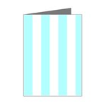 Vertical Stripes - White and Celeste Cyan Mini Greeting Card