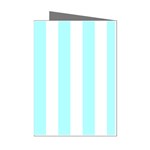 Vertical Stripes - White and Celeste Cyan Mini Greeting Cards (Pkg of 8)