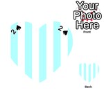 Vertical Stripes - White and Celeste Cyan Playing Cards 54 (Heart)