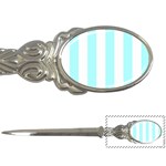 Vertical Stripes - White and Celeste Cyan Letter Opener