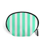 Vertical Stripes - White and Aquamarine Accessory Pouch (Small)