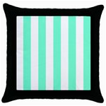 Vertical Stripes - White and Aquamarine Throw Pillow Case (Black)
