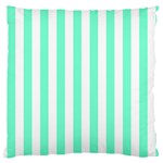 Vertical Stripes - White and Aquamarine Large Cushion Case (Two Sides)
