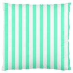 Vertical Stripes - White and Aquamarine Large Flano Cushion Case (One Side)