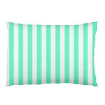 Vertical Stripes - White and Aquamarine Pillow Case (One Side)