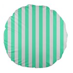 Vertical Stripes - White and Aquamarine Large 18  Premium Round Cushion