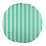 Vertical Stripes - White and Aquamarine Large 18  Premium Flano Round Cushion