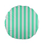 Vertical Stripes - White and Aquamarine Standard 15  Premium Round Cushion