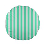Vertical Stripes - White and Aquamarine Standard 15  Premium Flano Round Cushion