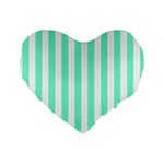 Vertical Stripes - White and Aquamarine Standard 16  Premium Heart Shape Cushion
