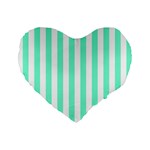 Vertical Stripes - White and Aquamarine Standard 16  Premium Flano Heart Shape Cushion