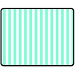 Vertical Stripes - White and Aquamarine Fleece Blanket (Medium) (One Side)