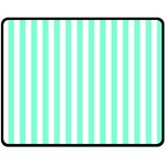 Vertical Stripes - White and Aquamarine Double Sided Fleece Blanket (Medium) (Two Sides)