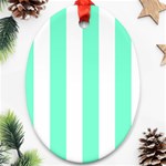 Vertical Stripes - White and Aquamarine Ornament (Oval)