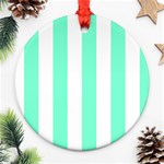 Vertical Stripes - White and Aquamarine Ornament (Round)