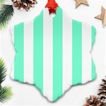 Vertical Stripes - White and Aquamarine Ornament (Snowflake)