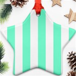 Vertical Stripes - White and Aquamarine Ornament (Star)