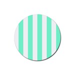 Vertical Stripes - White and Aquamarine Rubber Round Coaster (4 pack)