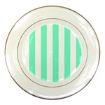 Vertical Stripes - White and Aquamarine Porcelain Plate