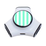 Vertical Stripes - White and Aquamarine Portable USB Hub (One Side)