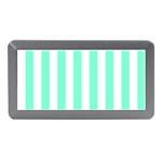 Vertical Stripes - White and Aquamarine Memory Card Reader (Mini)