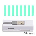 Vertical Stripes - White and Aquamarine Memory Card Reader (Stick)
