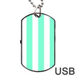 Vertical Stripes - White and Aquamarine Dog Tag USB Flash (Two Sides)