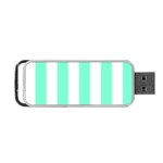 Vertical Stripes - White and Aquamarine Portable USB Flash (Two Sides)
