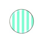 Vertical Stripes - White and Aquamarine Hat Clip Ball Marker