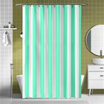 Vertical Stripes - White and Aquamarine Shower Curtain 48  x 72  (Small)