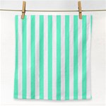 Vertical Stripes - White and Aquamarine Face Towel