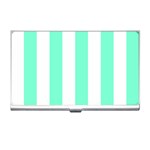 Vertical Stripes - White and Aquamarine Business Card Holder