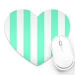 Vertical Stripes - White and Aquamarine Heart Mousepad