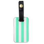 Vertical Stripes - White and Aquamarine Luggage Tag (One Side)